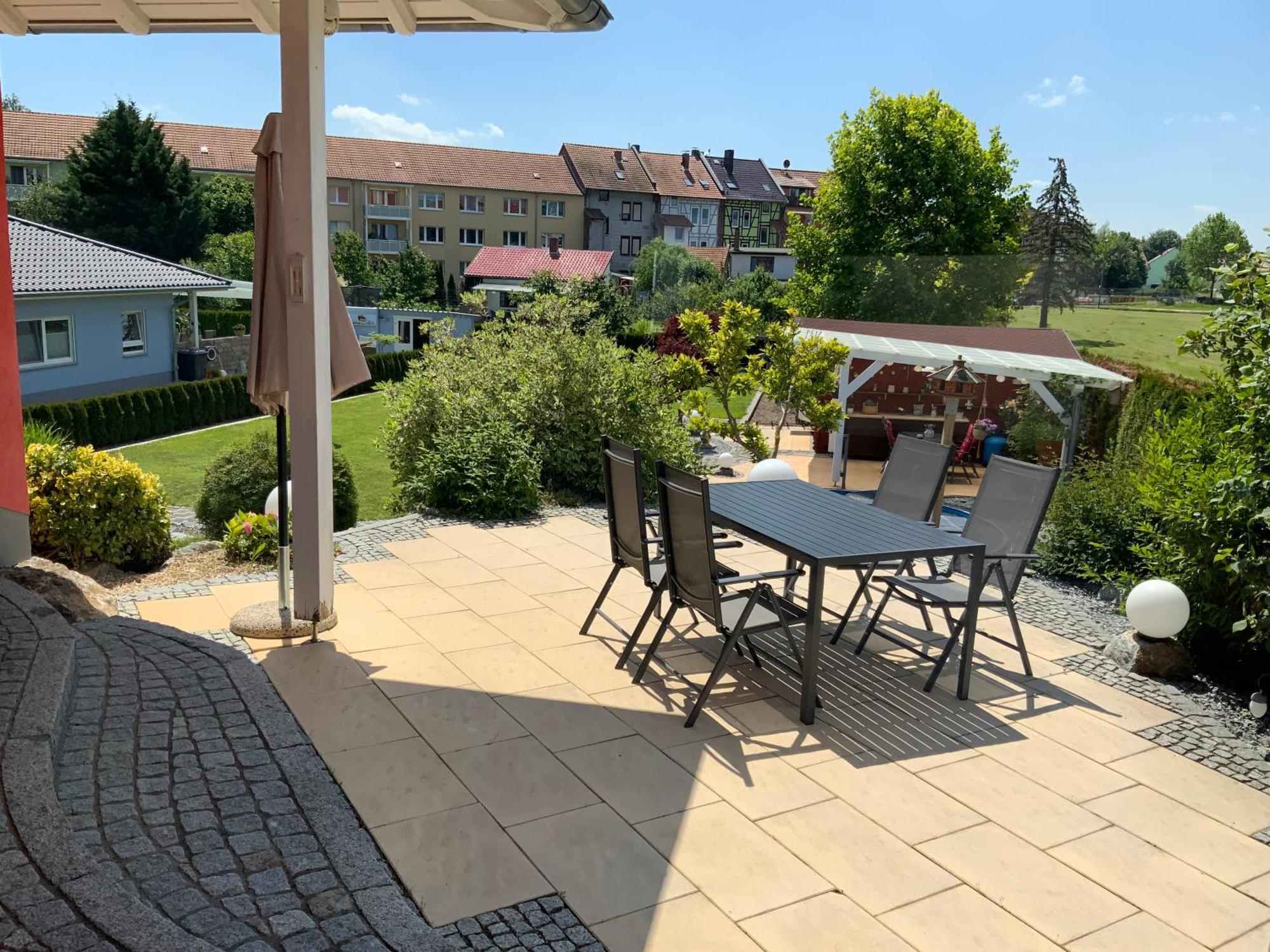 Ferienhaus Luebke, Gartenblick Mühlhausen Buitenkant foto