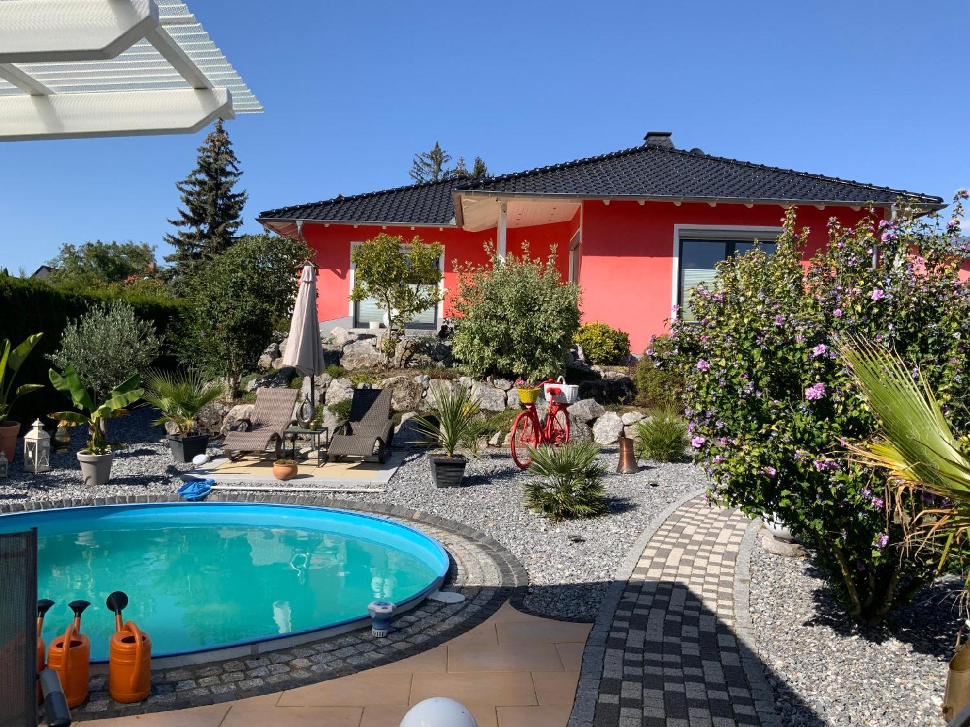 Ferienhaus Luebke, Gartenblick Mühlhausen Buitenkant foto
